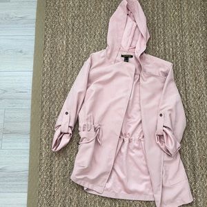 Blush pink light jacket with drawstring at waist